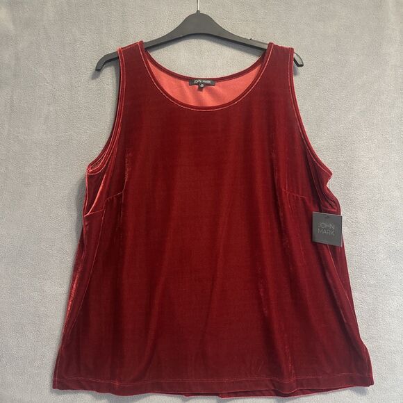 NWT John Mark Velvet Sleeveless Tank Top Plus Size 1X Red Holiday Christmas - Picture 1 of 7
